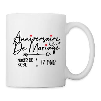 Anniversaire de mariage 17 ans - Noces de Rose - Mug blanc - blanc - Droite