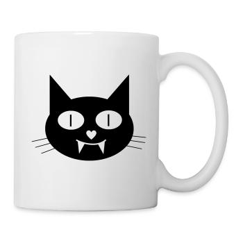 Halloween vampire cat with canines - Mug - white - Right