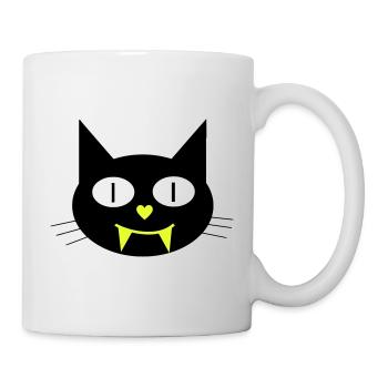Halloween vampire cat with canines - Mug - white - Right