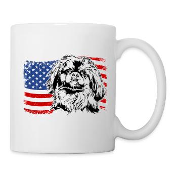 Pekingese America Flag Dog Dogs Wilsigns - Mug - white - Right
