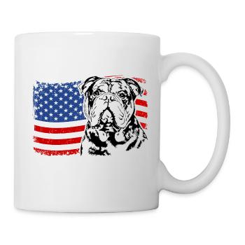 Old English Bulldog America Flag Dogs Wilsigns - Mug - white - Right