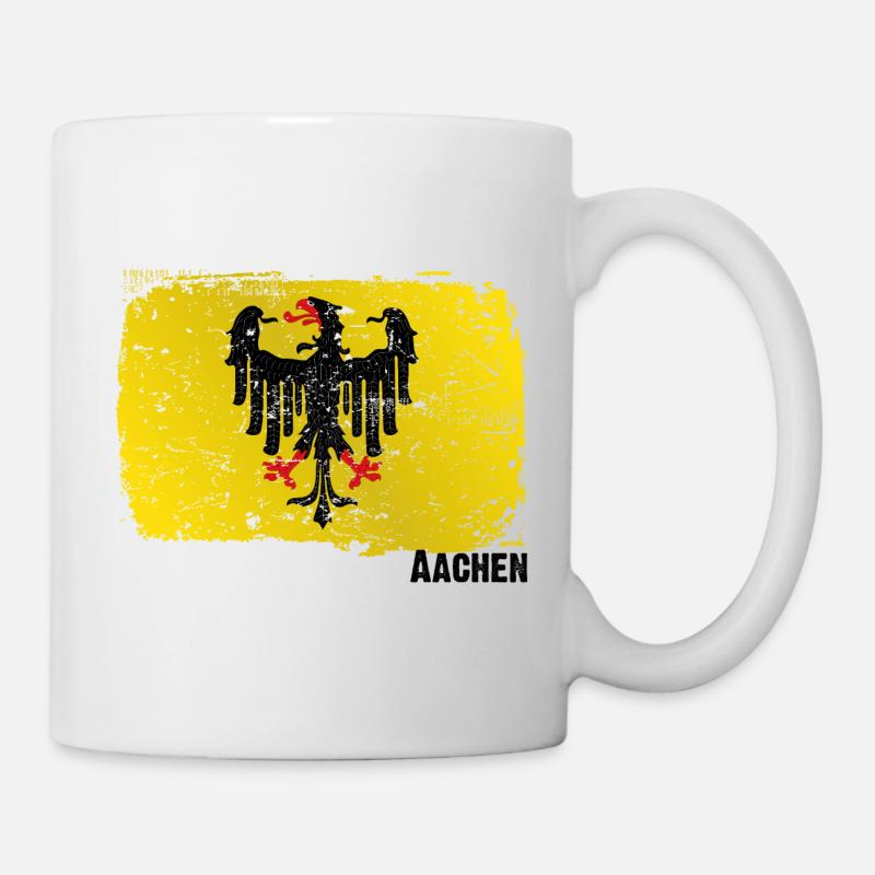 Aix-la-Chapelle Original Dialect Armoiries Chemise cadeau - Mug blanc - blanc