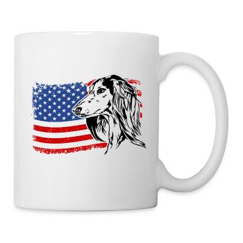 Saluki America Flag Dog Dogs Wilsigns - Mug - white - Right