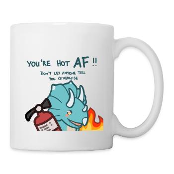 hugadino, Triceratops, süßer Dinosaurier, hot af - Tasse - Weiß - Rechts