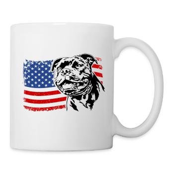 Staffordshire Bull Terrier Amerika Fahne Hunde - Tasse - Weiß - Rechts