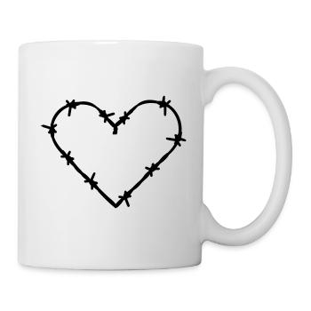gefangenes Herz Liebe Stacheldraht Dornig - Tasse - Weiß - Rechts