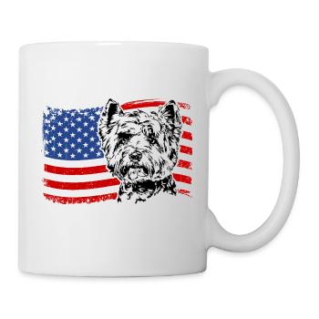 West Highland White Terrier Amerika Fahne Hunde - Tasse - Weiß - Rechts