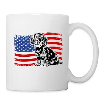 teckel à poil dur amérique flag chiens chiens wilsigns - Mug blanc - blanc - Droite
