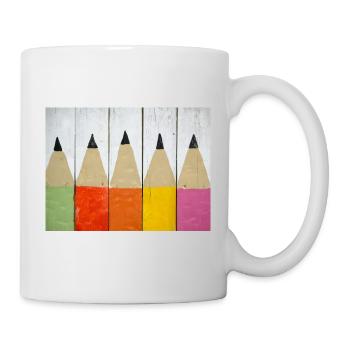 bunte Bleistifte - Tasse - Weiß - Rechts