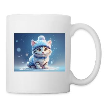 Katze mit Hut - Tasse - Weiß - Rechts