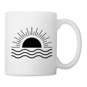 Soleil et vagues - Mug blanc - blanc - Droite