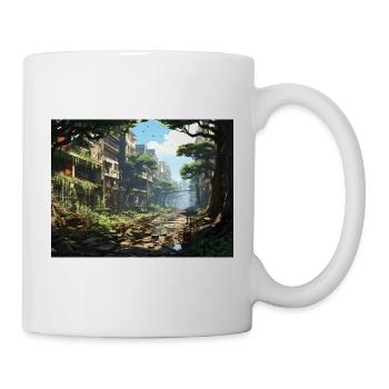 Une ville abandonnée envahie par la nature. - Mug blanc - blanc - Droite