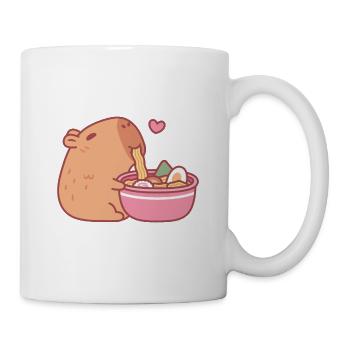 Capybara mignon mangeant des ramen - Mug blanc - blanc - Droite