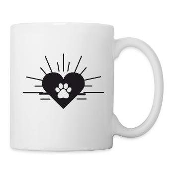 Herz mit Hundepfote - Tasse - Weiß - Rechts