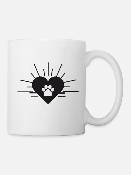 Coeur avec patte de chien - Mug blanc - blanc