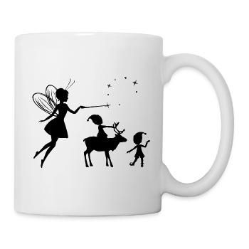 Silhouetten einer Fee und Elfen - Tasse - Weiß - Rechts