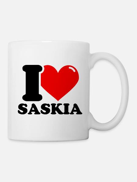 I love saskia Vorname - Tasse - Weiß