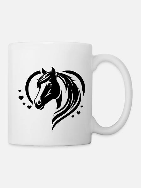 Coeur de tête de cheval - Mug blanc - blanc