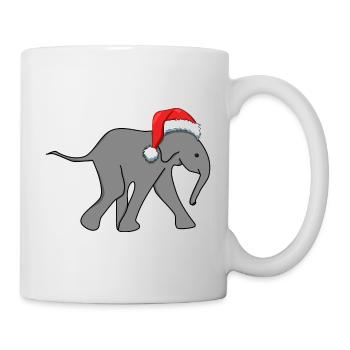 Éléphant Noël bébé avec chapeau de père Noël - Mug blanc - blanc - Droite