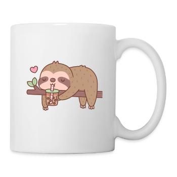 Mignon paresseux frissonnant boire du thé à bulles - Mug blanc - blanc - Droite