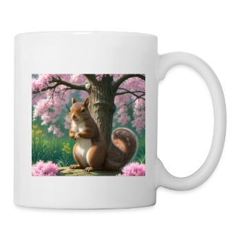 Suirrel withblooming tree - Eichhörnchen - Tasse - Weiß - Rechts