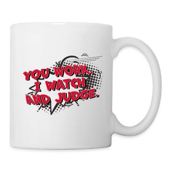 Bande dessinée bulle travail regarder juge dire drôle amusant - Mug blanc - blanc - Droite