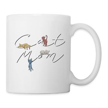 Cat-Mom! Katzen-Mama Retro Farben Katzen - Tasse - Weiß - Rechts