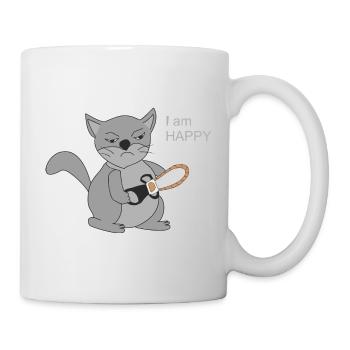 Katze mit Kettensäge - Tasse - Weiß - Rechts