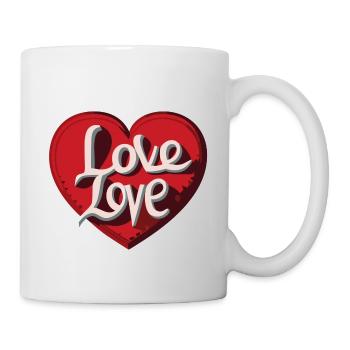 Ewige Liebe: Das Herz von LOVE - Tasse - Weiß - Rechts