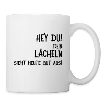Dein Lächeln sieht gut aus. Rücken - Tasse - Weiß - Rechts