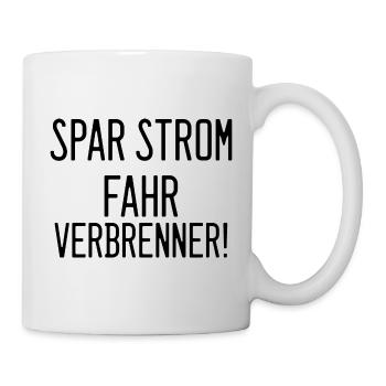 Spar Strom - fahr Verbrenner - Tasse - Weiß - Rechts