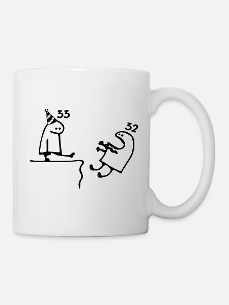 33 Jahre: Abschiedsalter 32 Jahre, Herzlichen Glückwunsch zum 33. Geburtstag - Tasse - Weiß