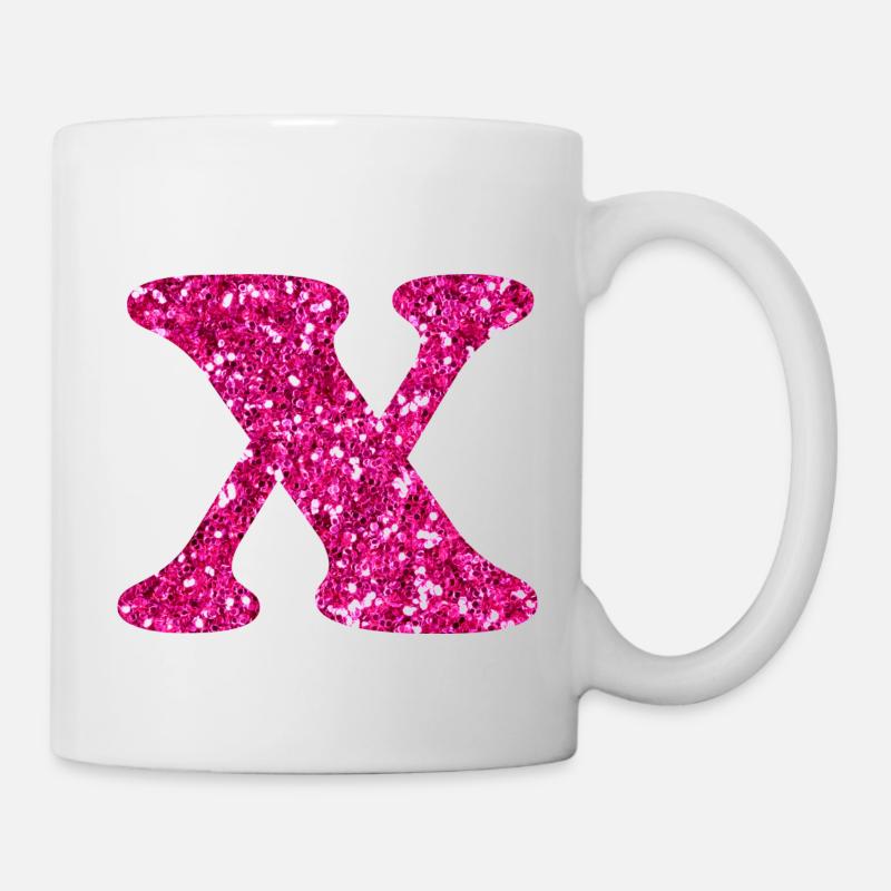 Glitzer Pink x Buchstabe x - Tasse - Weiß