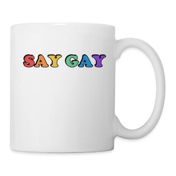 DIRE GAY fierté arc-en-ciel - Mug blanc - blanc - Droite