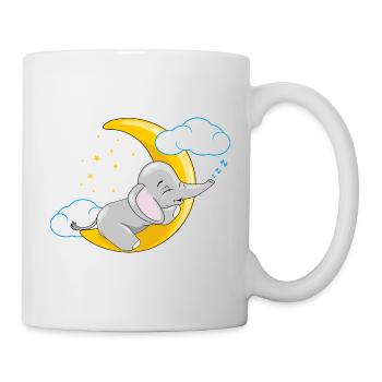 Cute baby elephant sleeping on the moon - Mug - white - Right