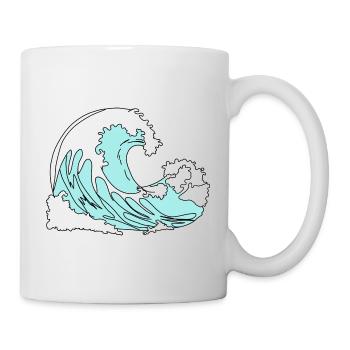 Welle Retro Comic Stil - Tasse - Weiß - Rechts