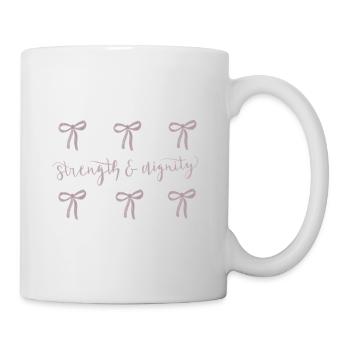 Strength & Dignity Bow design - Proverbs 31:25 - Mug - white - Right