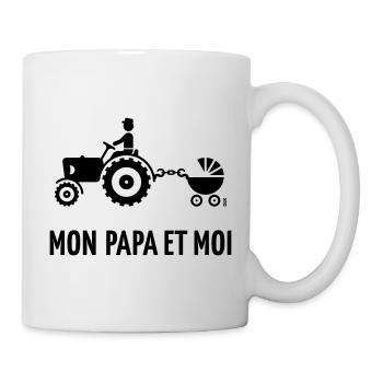 Mon Papa Et Moi (Paysan / Tracteur / Landau / B) - Mug blanc - blanc - Droite
