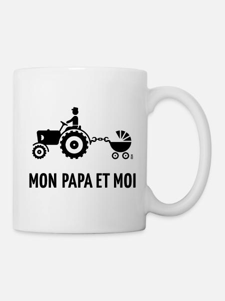 Mon Papa Et Moi (Paysan / Tracteur / Landau / B) - Mug blanc - blanc