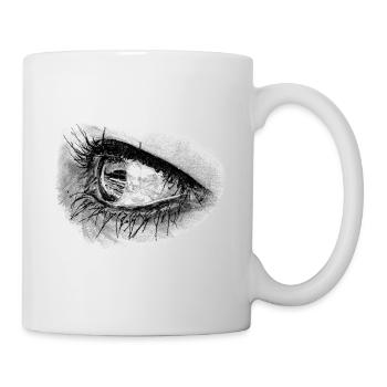 Beautiful woman eye in full mascara - Mug - white - Right