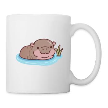 Hippopotame pygmée mignon se relaxant dans la rivière - Mug blanc - blanc - Droite