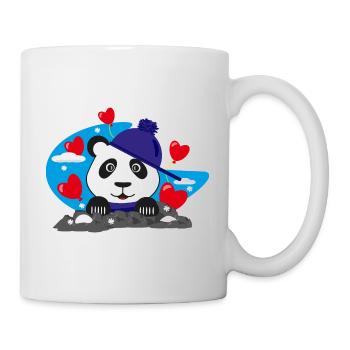 Panda im Winter mit sehr vielen Herzen. - Tasse - Weiß - Rechts