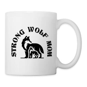 Starke Mama Beste Mama Geschenk Wolf Mutter Kind - Tasse - Weiß - Rechts