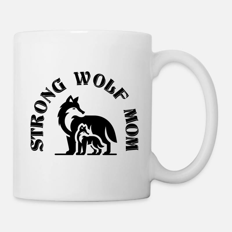 Strong Mom Best Mom Gift Wolf Mother Child - Mug - white