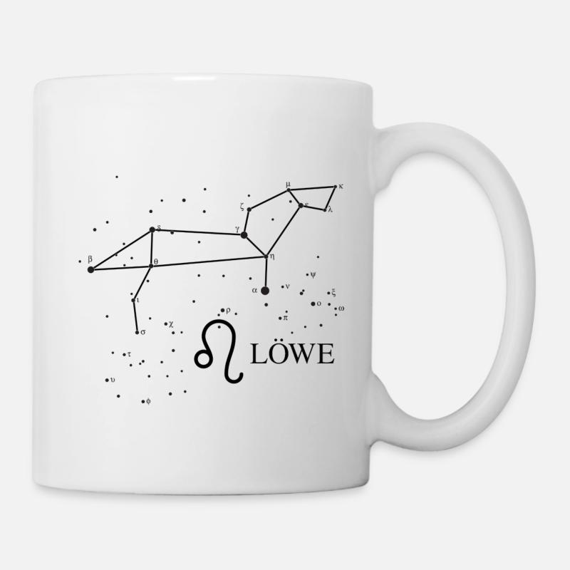 Sternzeichen Löwe mit Sternbezeichnungen - Tasse - Weiß