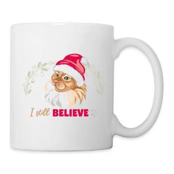 Süße rote Katze mit Weihnachtsmütze. Ich glaube immer noch - Tasse - Weiß - Rechts