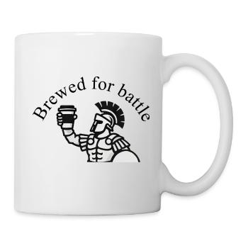 Gebrüht für die Schlacht - Gladiator Kaffee Design - Tasse - Weiß - Rechts
