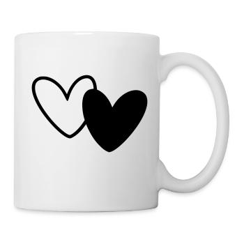 Zwei Herzen Schwarz Weiß - Tasse - Weiß - Rechts