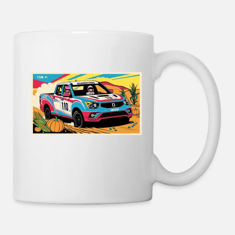 Ssangyong lors d'un rallye - Mug blanc - blanc