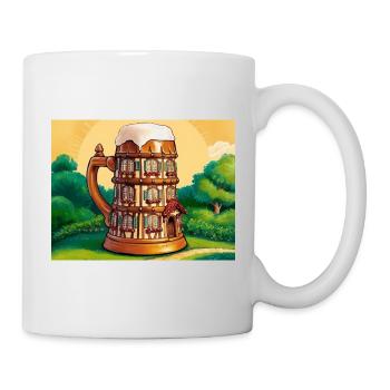 une maison à colombage en forme de bière - Mug blanc - blanc - Droite